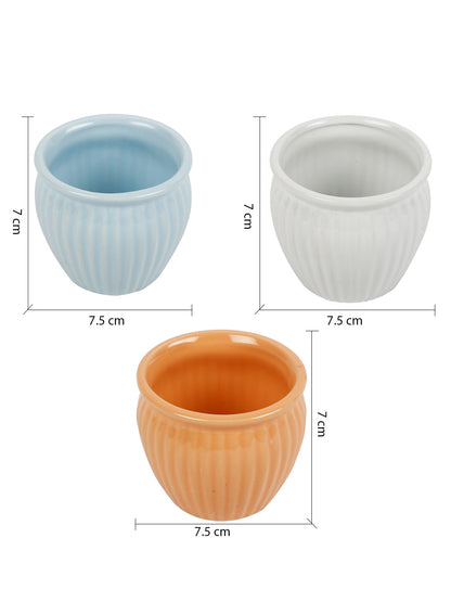 Striped Set Of Three Ceramic Pots - Default Title (CH18309_3)