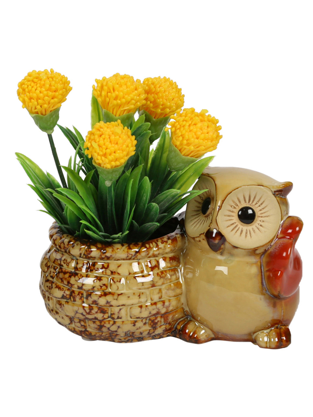 Brown & Beige Owl design Ceramic Pot - Default Title (CH18392B)