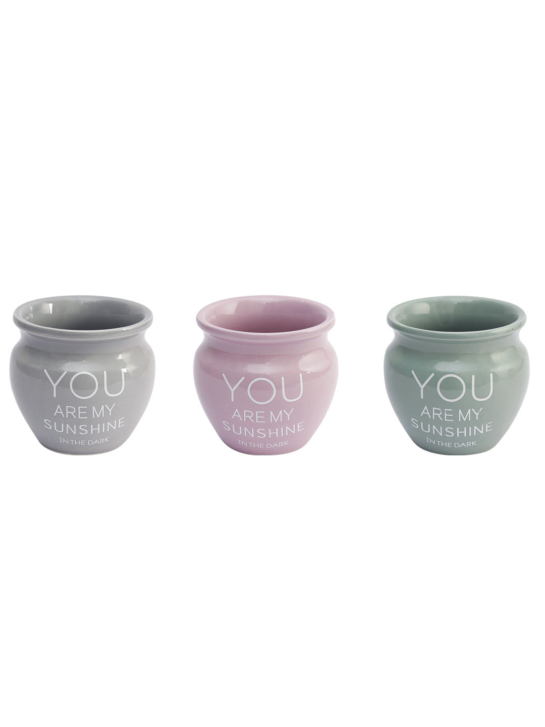 Set of 3 Round Ceramic Planters with a Quote - Default Title (CH20117_3)