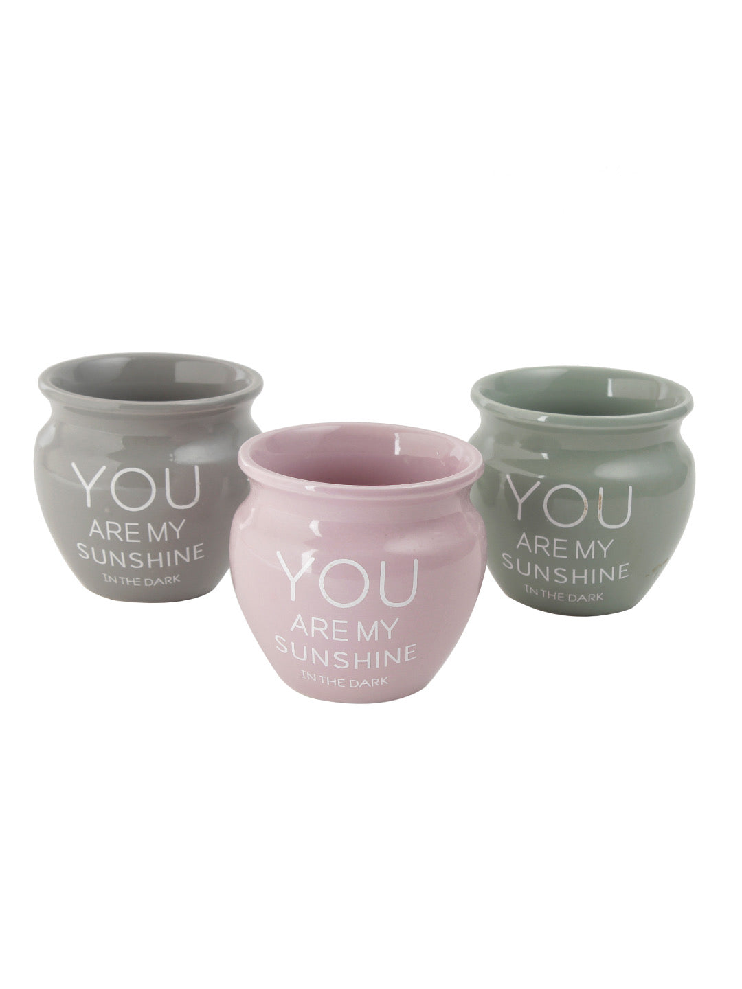 Set of 3 Round Ceramic Planters with a Quote - Default Title (CH20117_3)