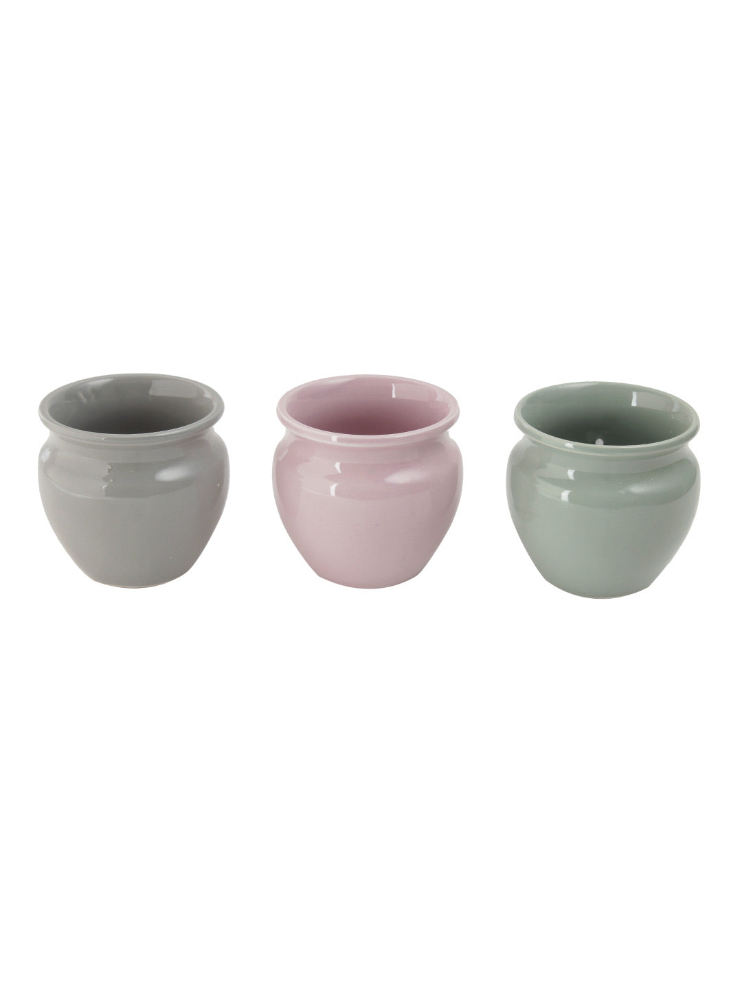 Set of 3 Round Ceramic Planters with a Quote - Default Title (CH20117_3)