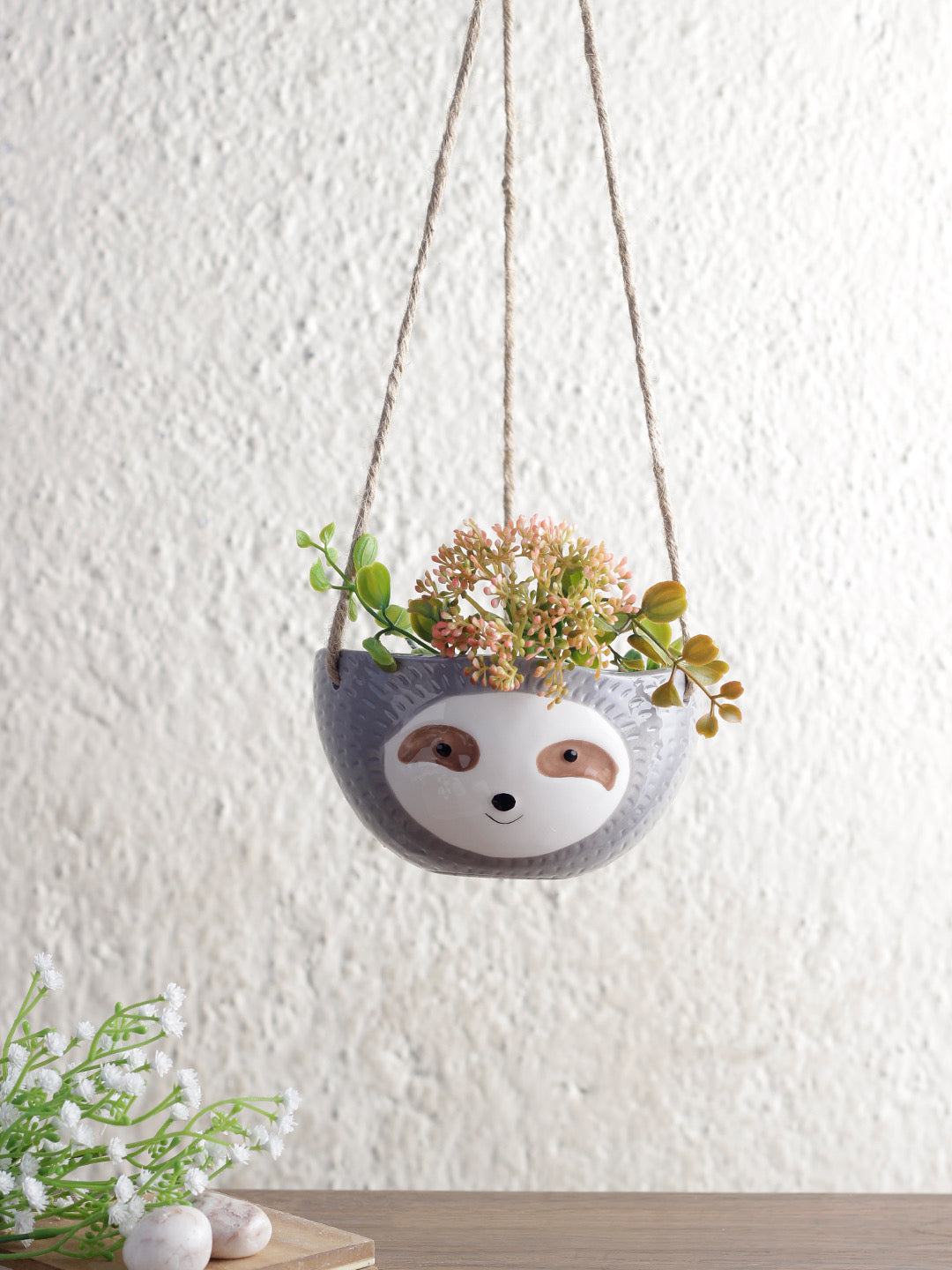 Green Baby face Hanging Ceramic Planter - Default Title (CH20259GR)