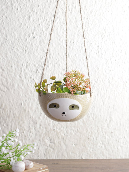 Beige Baby face Hanging Ceramic Planter - Default Title (CH20259WH)