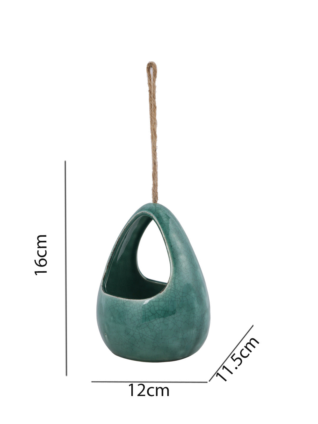 Teal Green Ceramic Hanging Planter - Default Title (CH20279GR)