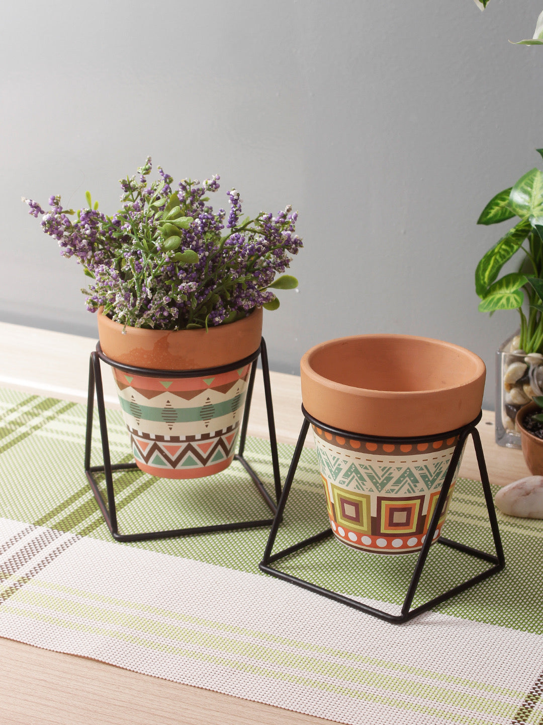 Light Brown Printed Pot with Stand Set - 2 - Default Title (CH20302F_2)