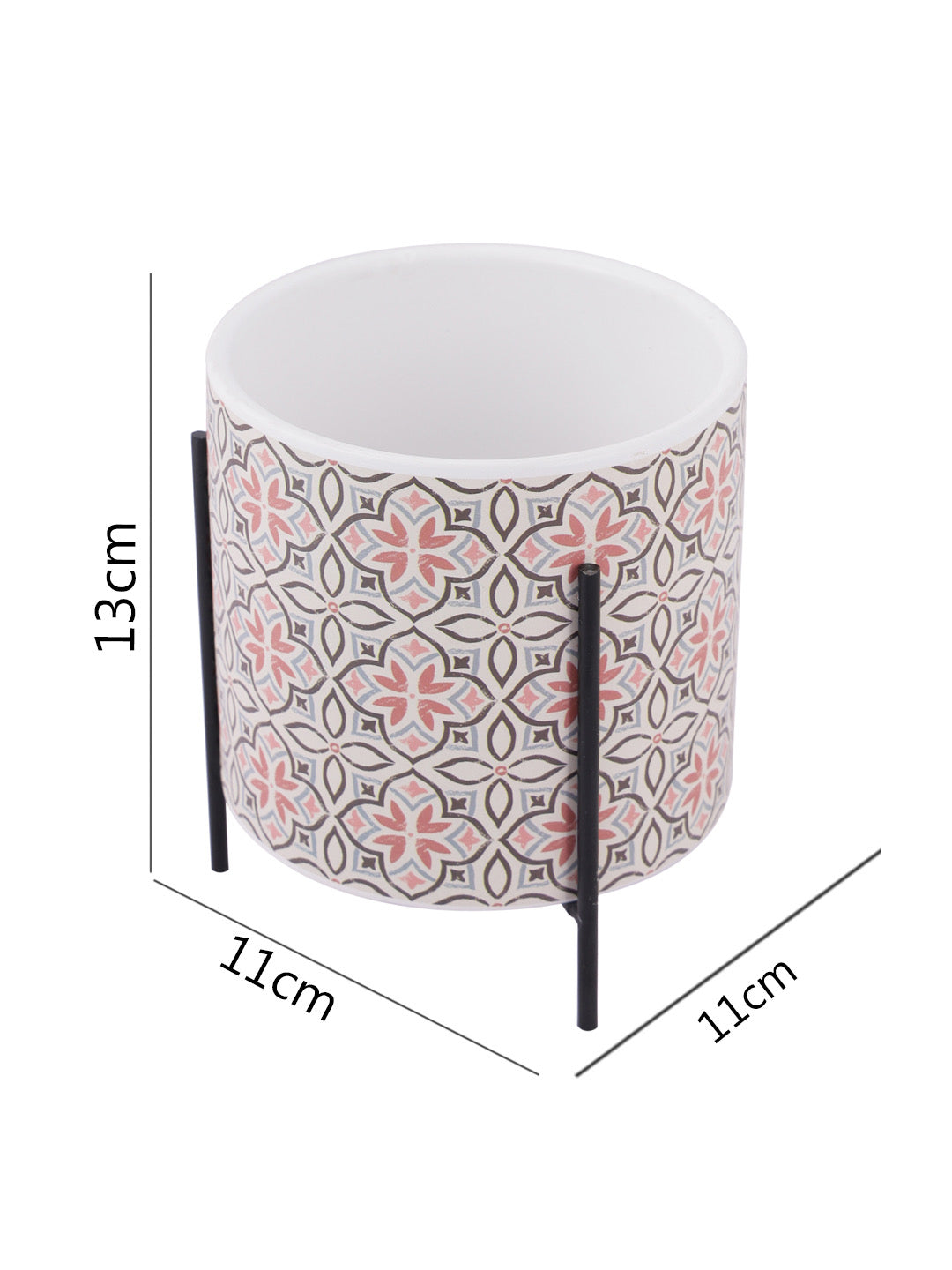 Honeycomb print Planter with Black Stand - Default Title (CH210041)