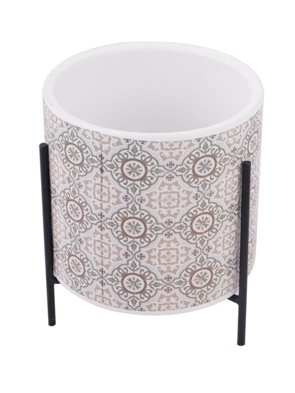 Honeycomb print Planter with Black Stand - Default Title (CH210043)