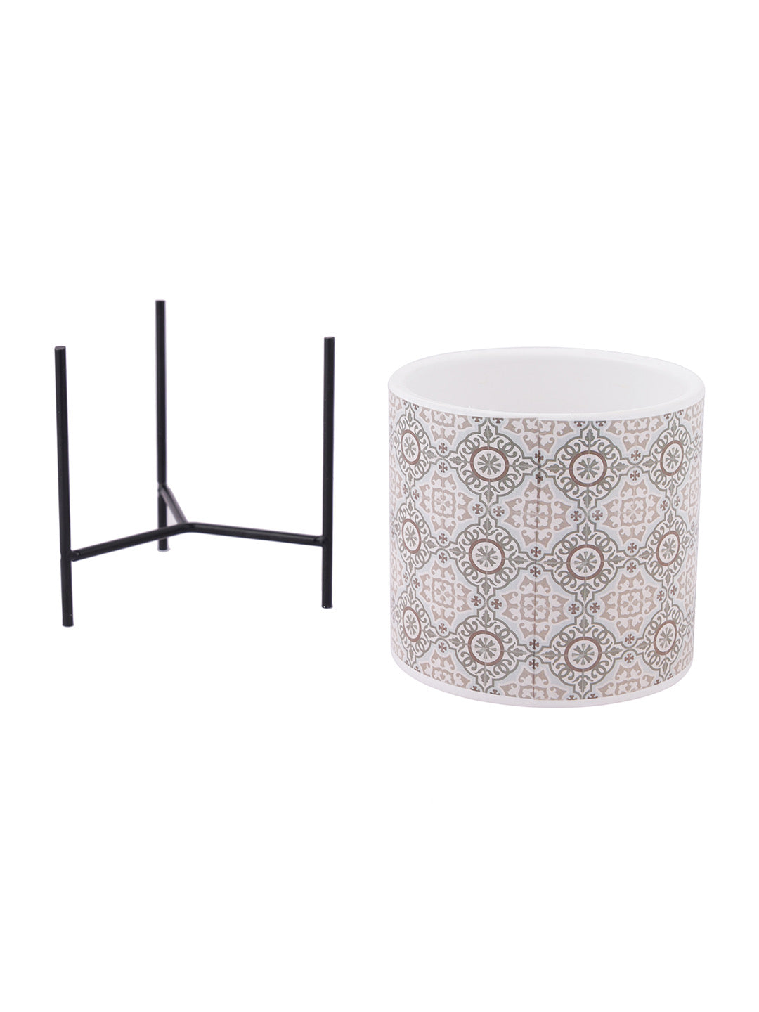 Honeycomb print Planter with Black Stand - Default Title (CH210043)