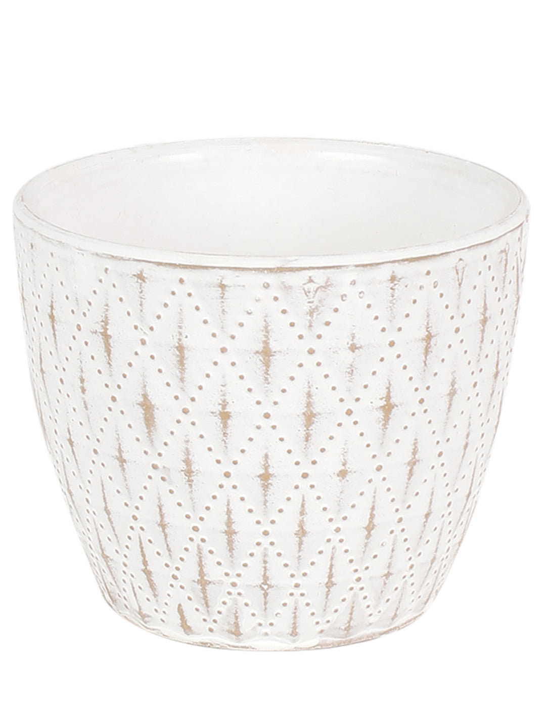 White Ceramic Golden Patterned Pot Set of 2 - Default Title (CH210067_2)