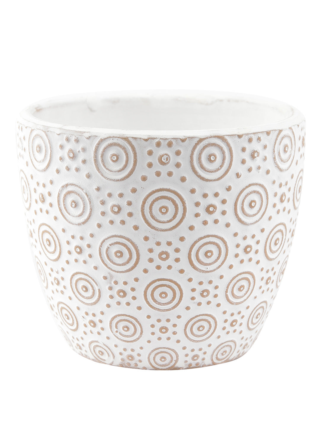 White Ceramic Golden Patterned Pot Set of 2 - Default Title (CH210067_2)