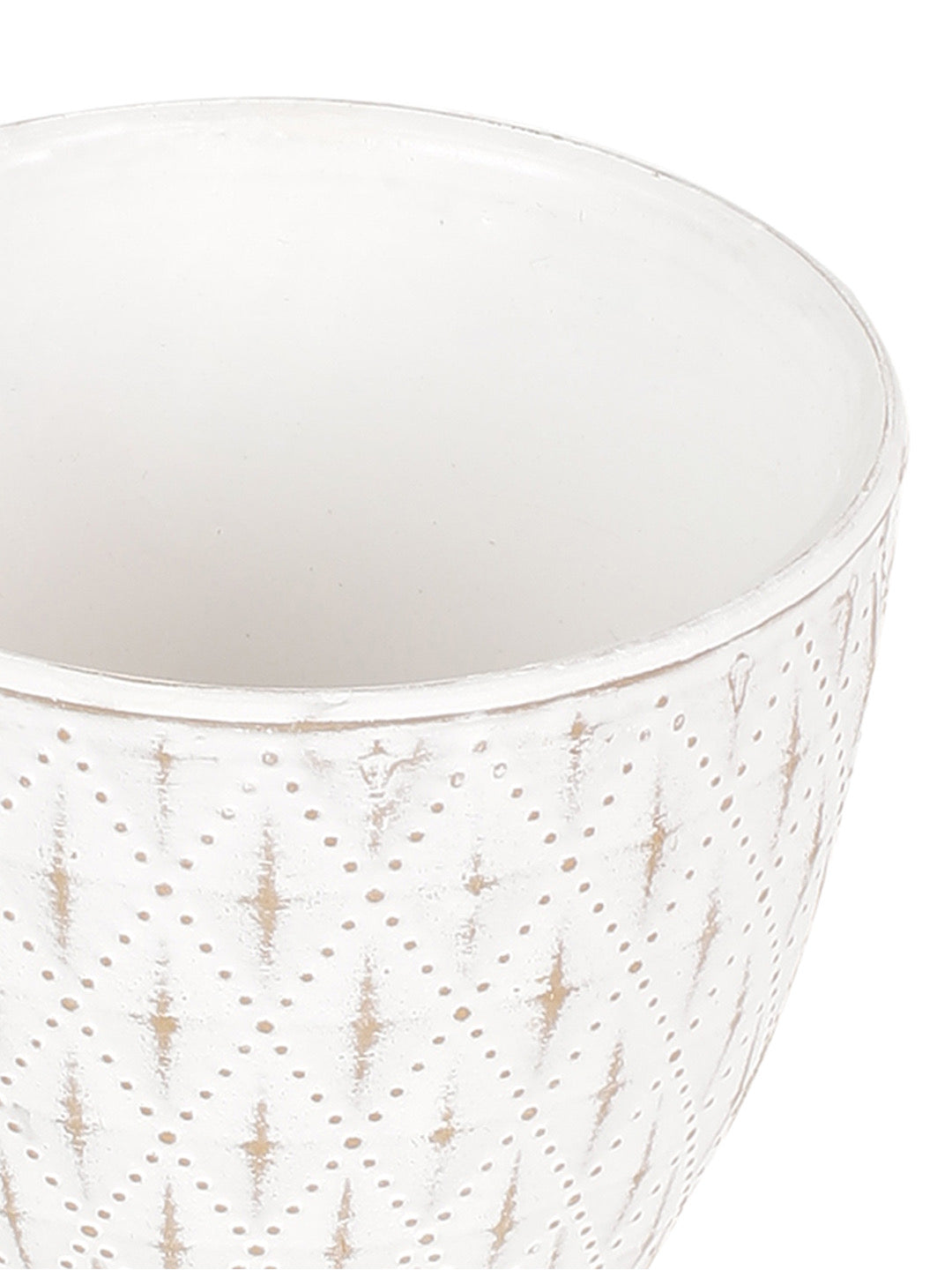 White Ceramic Golden Patterned Pot Set of 2 - Default Title (CH210067_2)