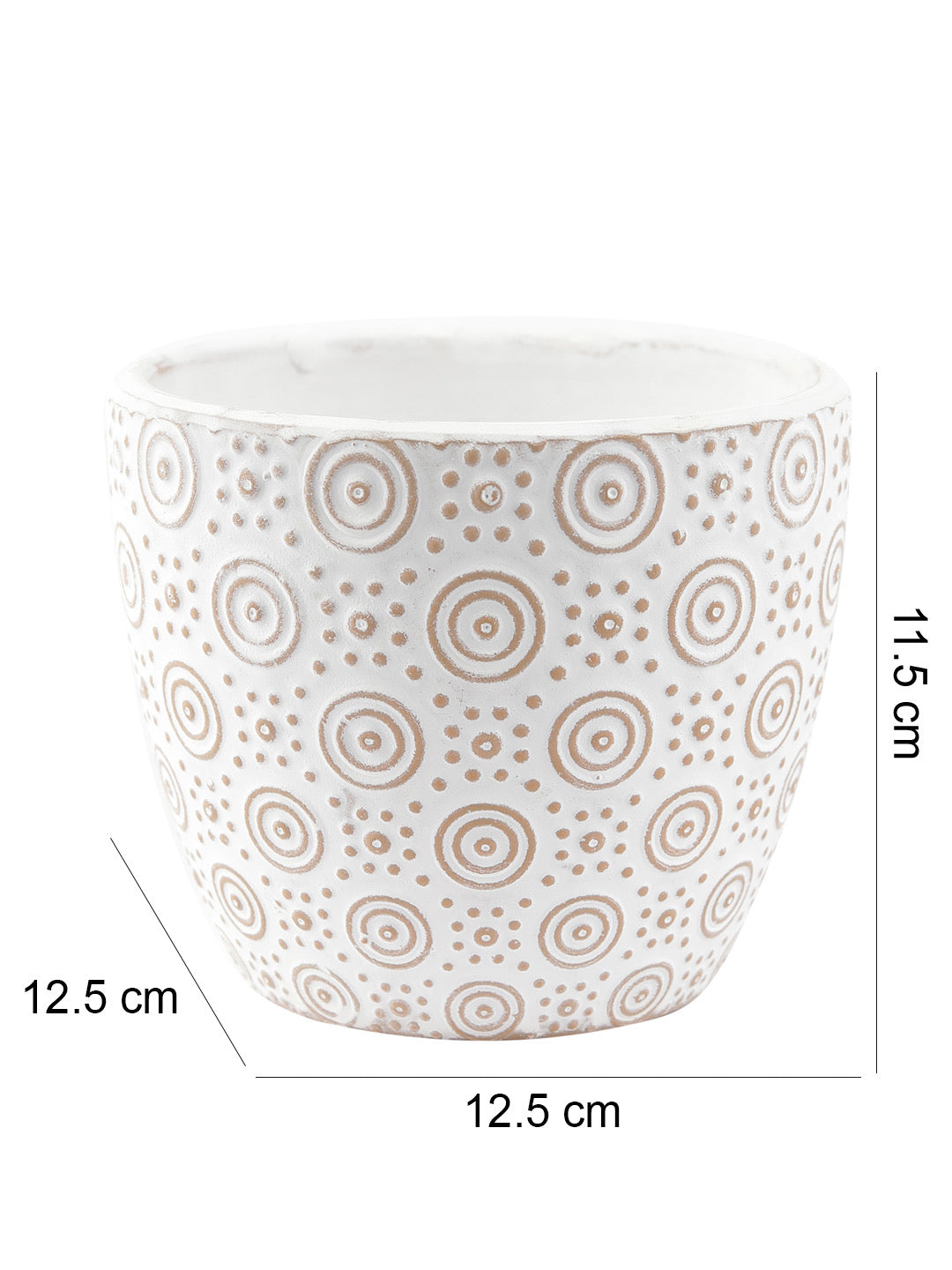 White Ceramic Golden Patterned Pot Set of 2 - Default Title (CH210067_2)