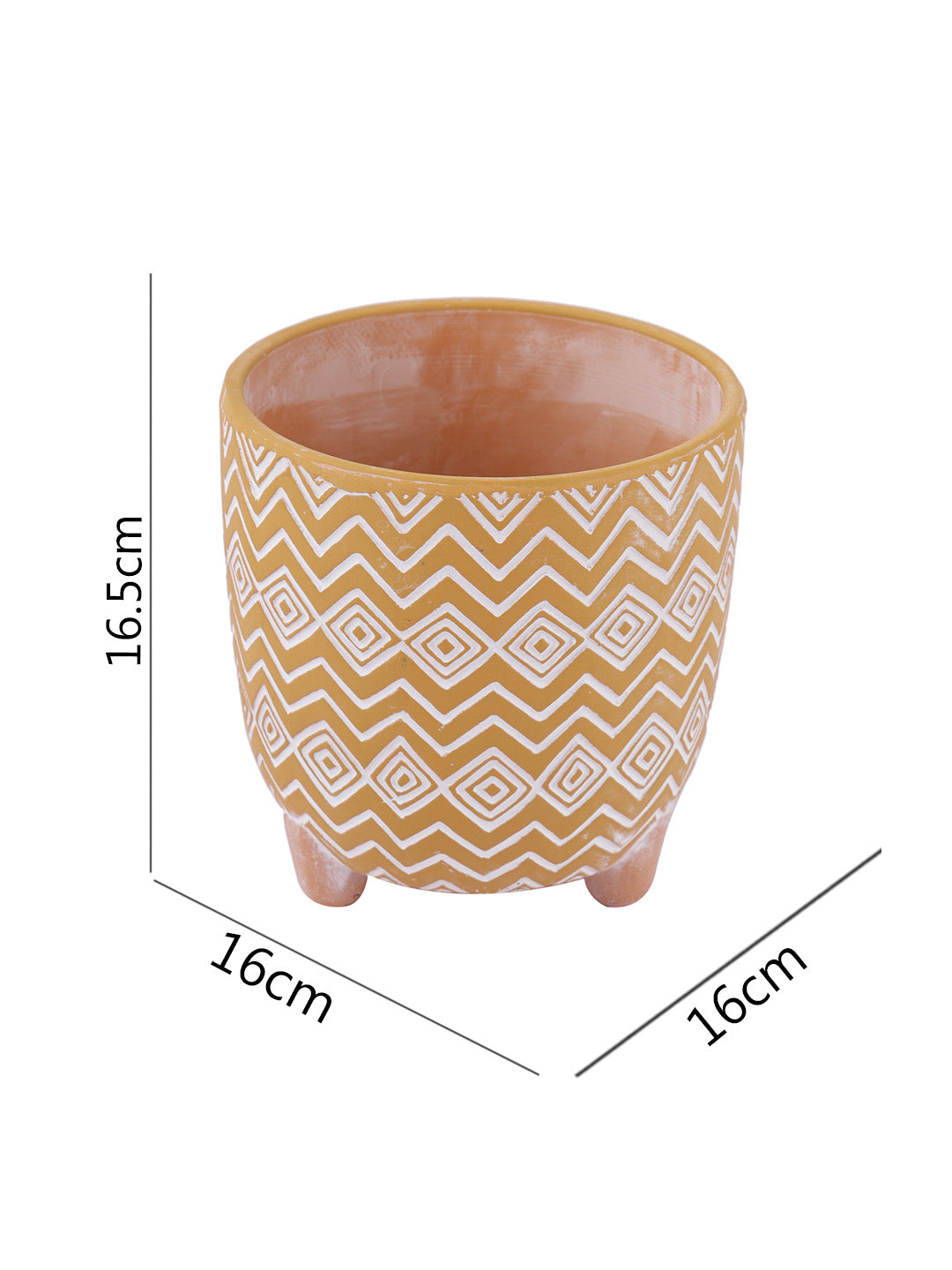 Yellow Color Planter with Zig Zag design - Default Title (CH210098)