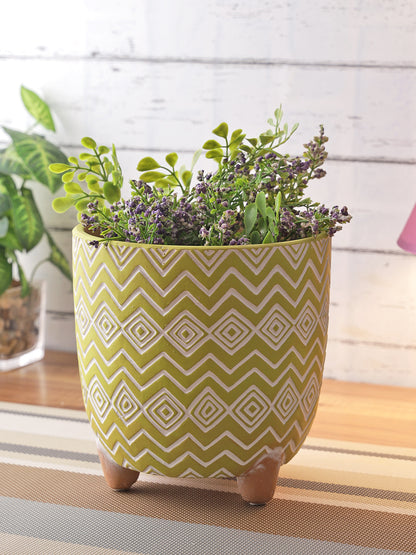 Green Color Planter with Zig Zag design - Default Title (CH210100)