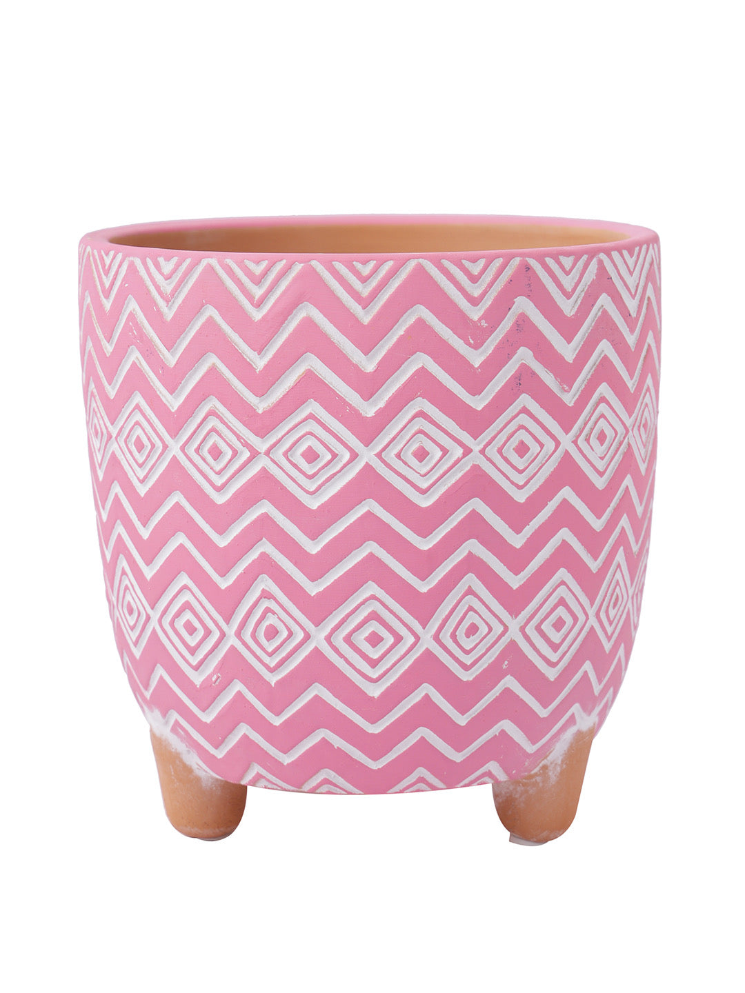 Pink Color Planter with Zig Zag design - Default Title (CH210101)