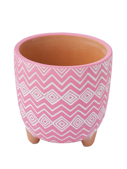 Pink Color Planter with Zig Zag design - Default Title (CH210101)