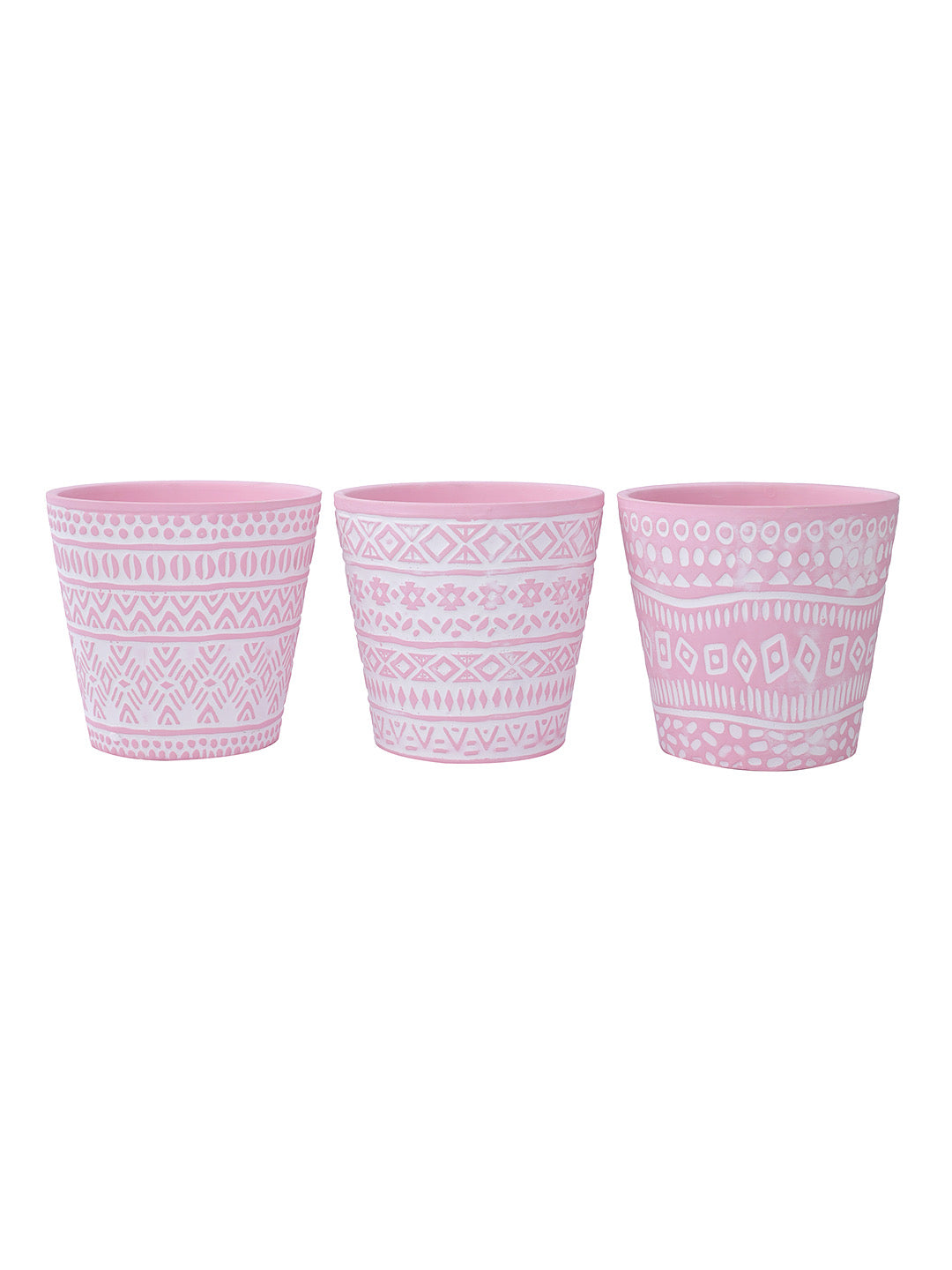 Set of 3 bright colored Planters with white tribal design - Default Title (CH210110_3)