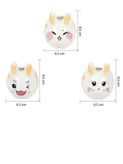Rabbit Face Ceramic Planter Set of 3 - Default Title (CH21047B_3)