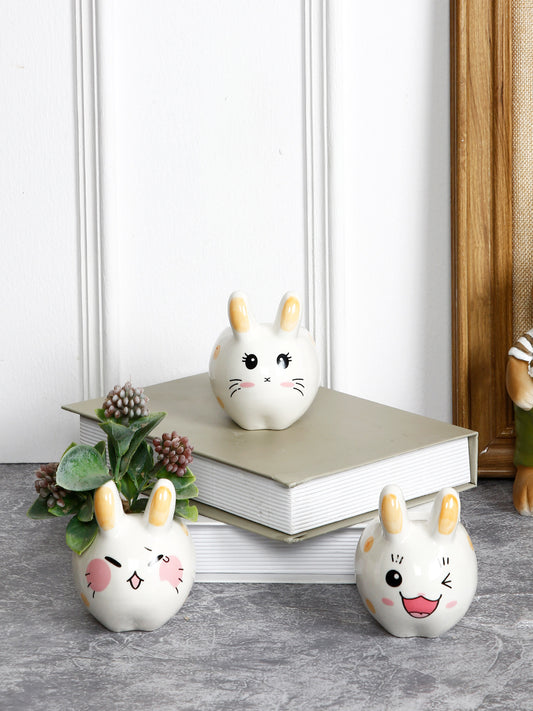 Rabbit Face Ceramic Planter Set of 3 - Default Title (CH21047B_3)