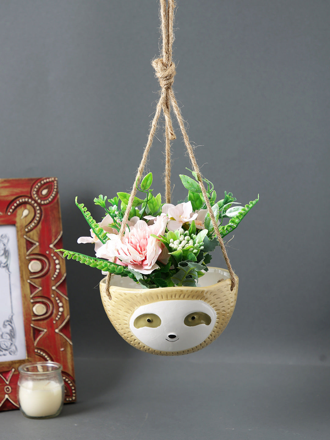 Beige Baby face Hanging Ceramic Planter - Default Title (CH22259WH)