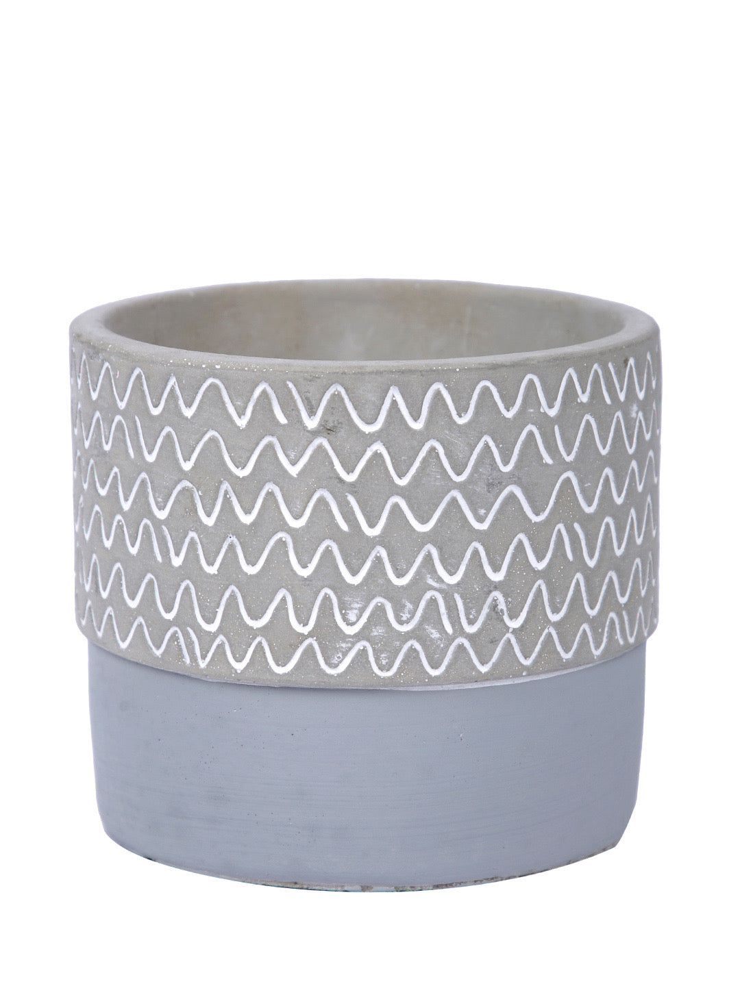 Wave Textured Ceramic Grey Planter - Default Title (CHC22325GRA)