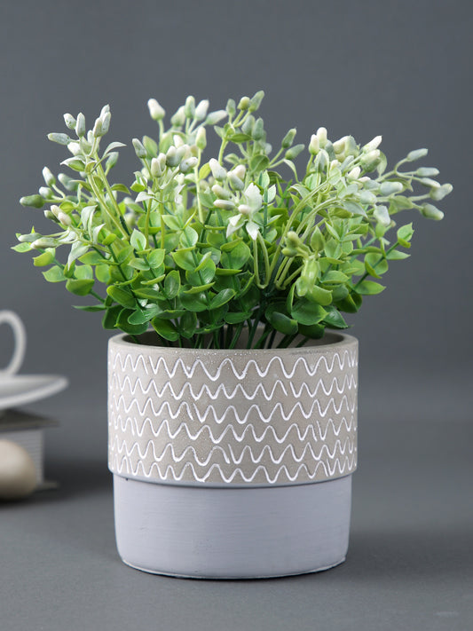 Wave Textured Ceramic Grey Planter - Default Title (CHC22325GRA)