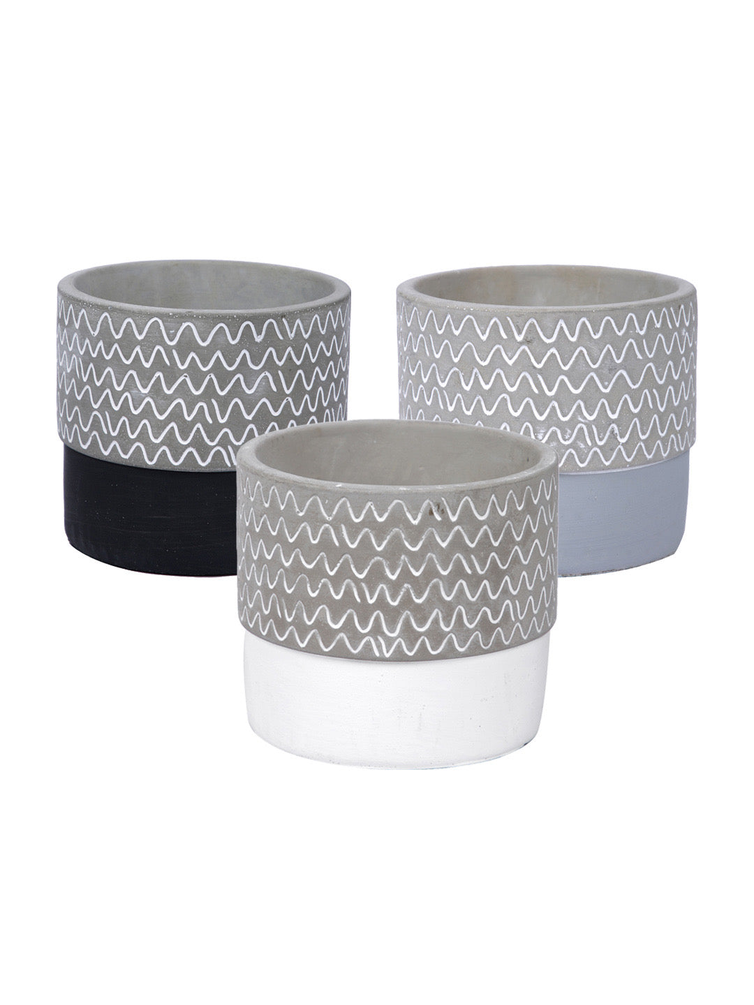 Set of 3 Textured Ceramic Planter - Default Title (CHC22325_3)