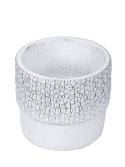 White Planter with Brown Textured effect - Default Title (CHC22329BR)