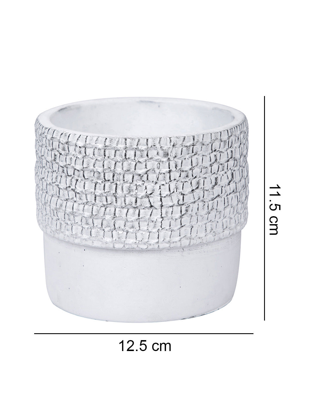 White Planter with Brown Textured effect - Default Title (CHC22329BR)