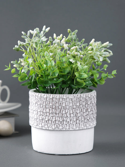 White Planter with Brown Textured effect - Default Title (CHC22329BR)