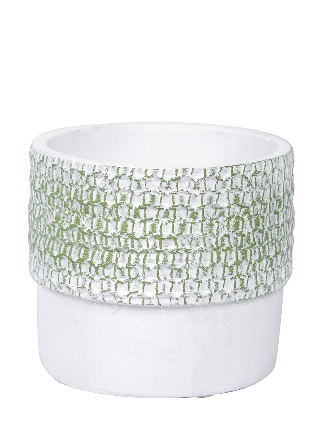 White Planter with Green Textured effect - Default Title (CHC22329GR)