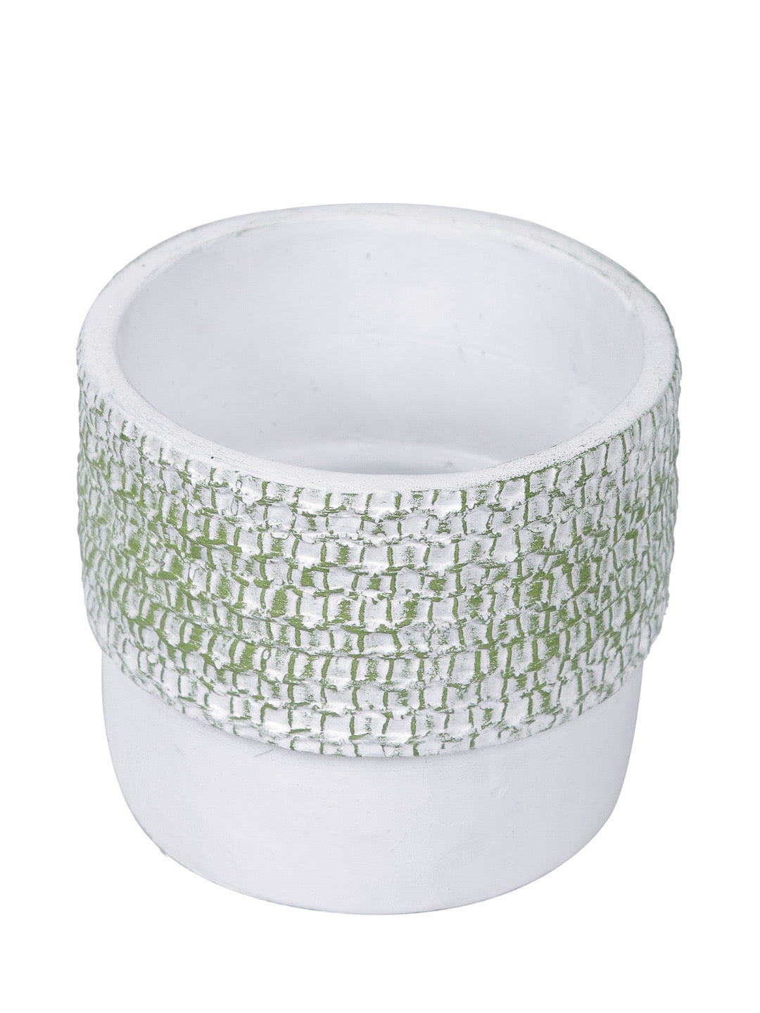 White Planter with Green Textured effect - Default Title (CHC22329GR)