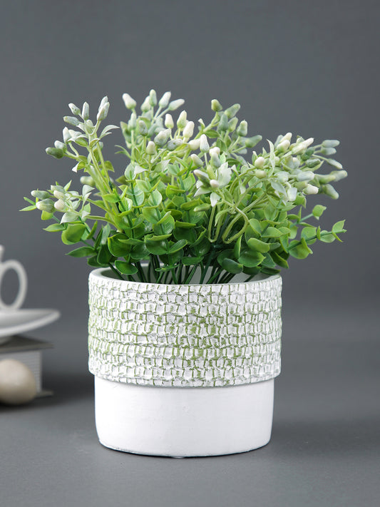 White Planter with Green Textured effect - Default Title (CHC22329GR)