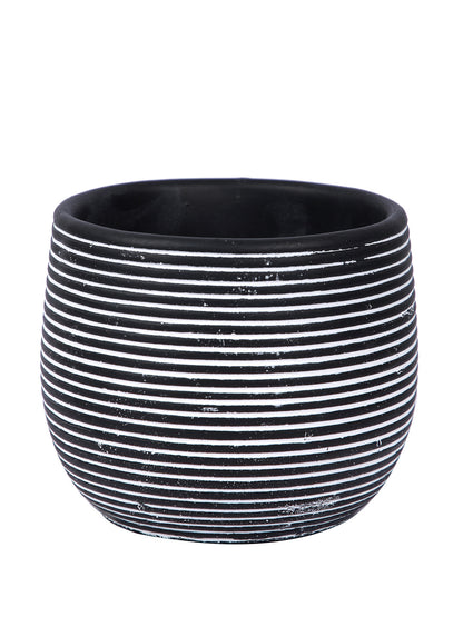 Spiral Design Ceramic Black Planter - Default Title (CHC22337BL)