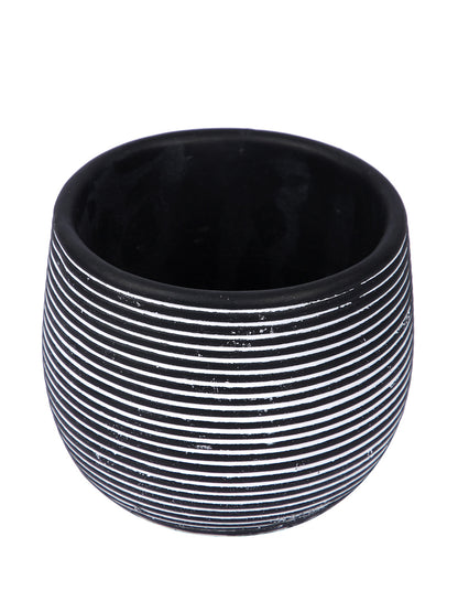 Spiral Design Ceramic Black Planter - Default Title (CHC22337BL)