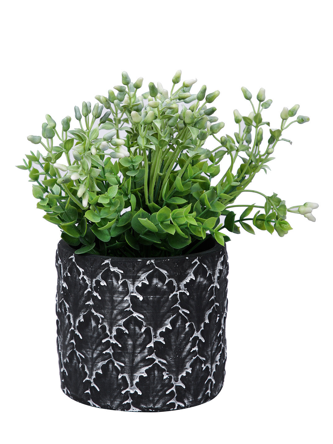 Leaf like Texture Ceramic Black Indoor Planter - Default Title (CHC22345BL)