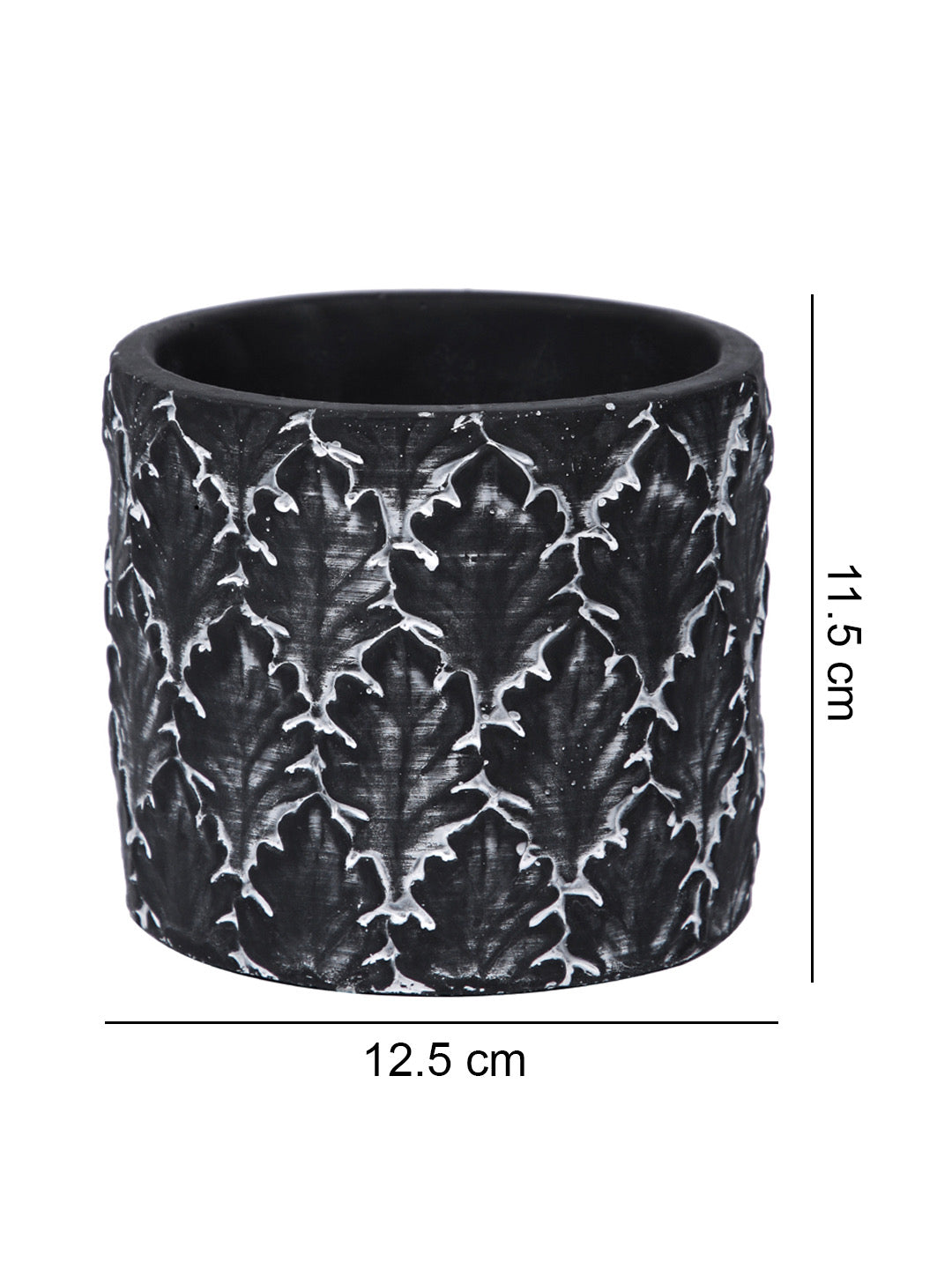 Leaf like Texture Ceramic Black Indoor Planter - Default Title (CHC22345BL)