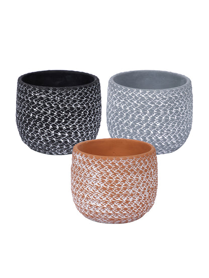 Set of 3 Textured Small Planter - Default Title (CHC22361_3)