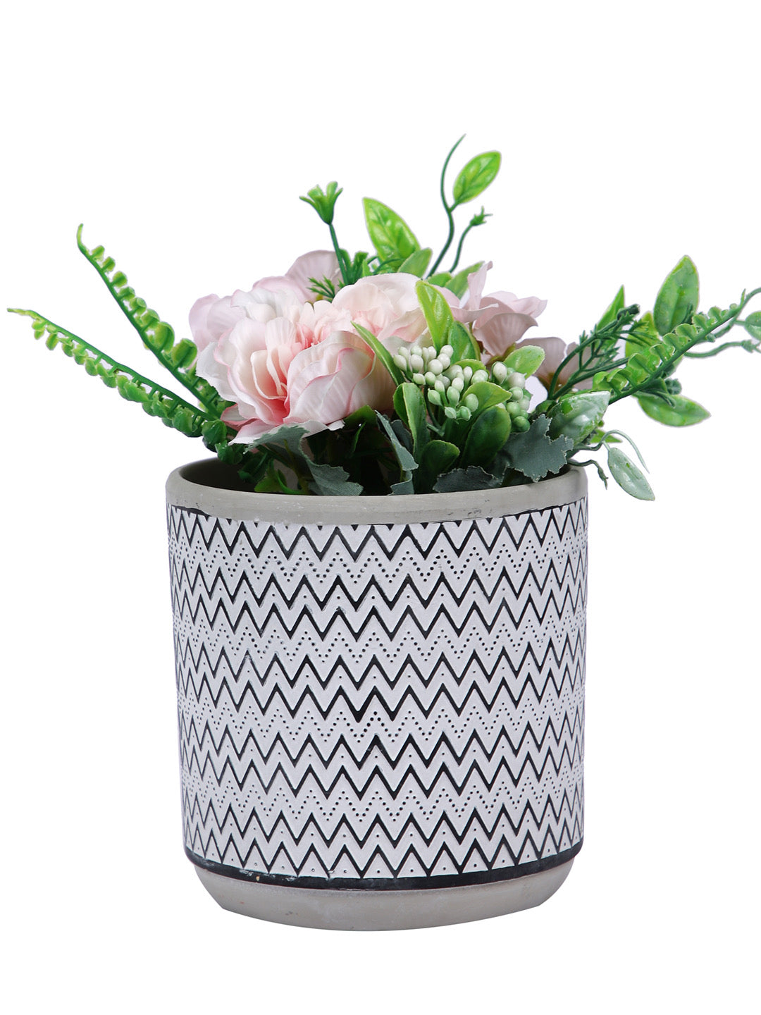 Zig Zag Pattern Ceramic Planter - Default Title (CHC22369A)