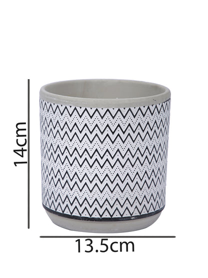 Zig Zag Pattern Ceramic Planter - Default Title (CHC22369A)