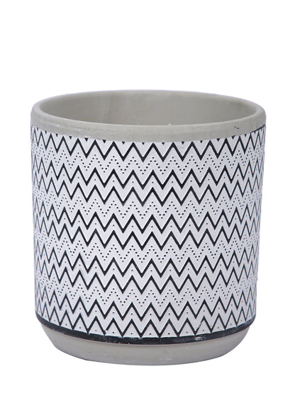 Set of 2 Zig Zag Pattern Ceramic Planter - Default Title (CHC22369A_2)