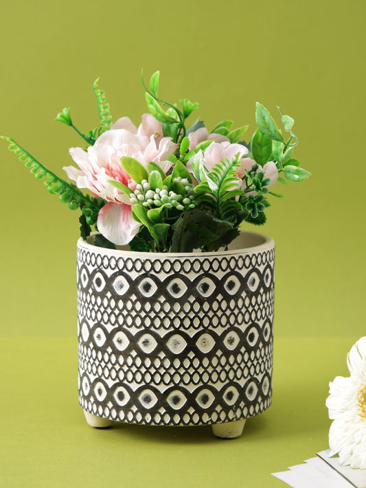 Swirl and Geometric Design Plant Flower Pot - Default Title (CHC22373B)