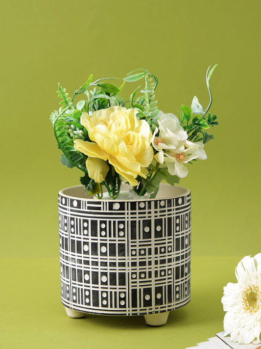 Black & White Deco Footed Planter - Default Title (CHC22373D)