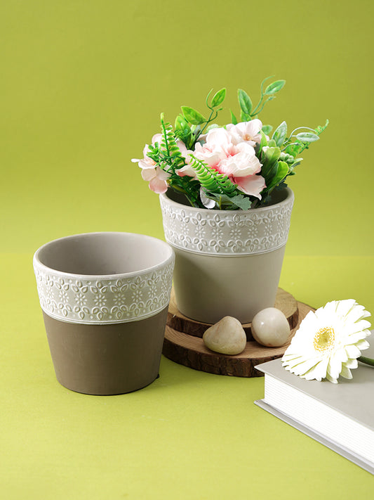 Dual Shade Ceramic Planter Set of 2 - Default Title (CHC22377A_2)