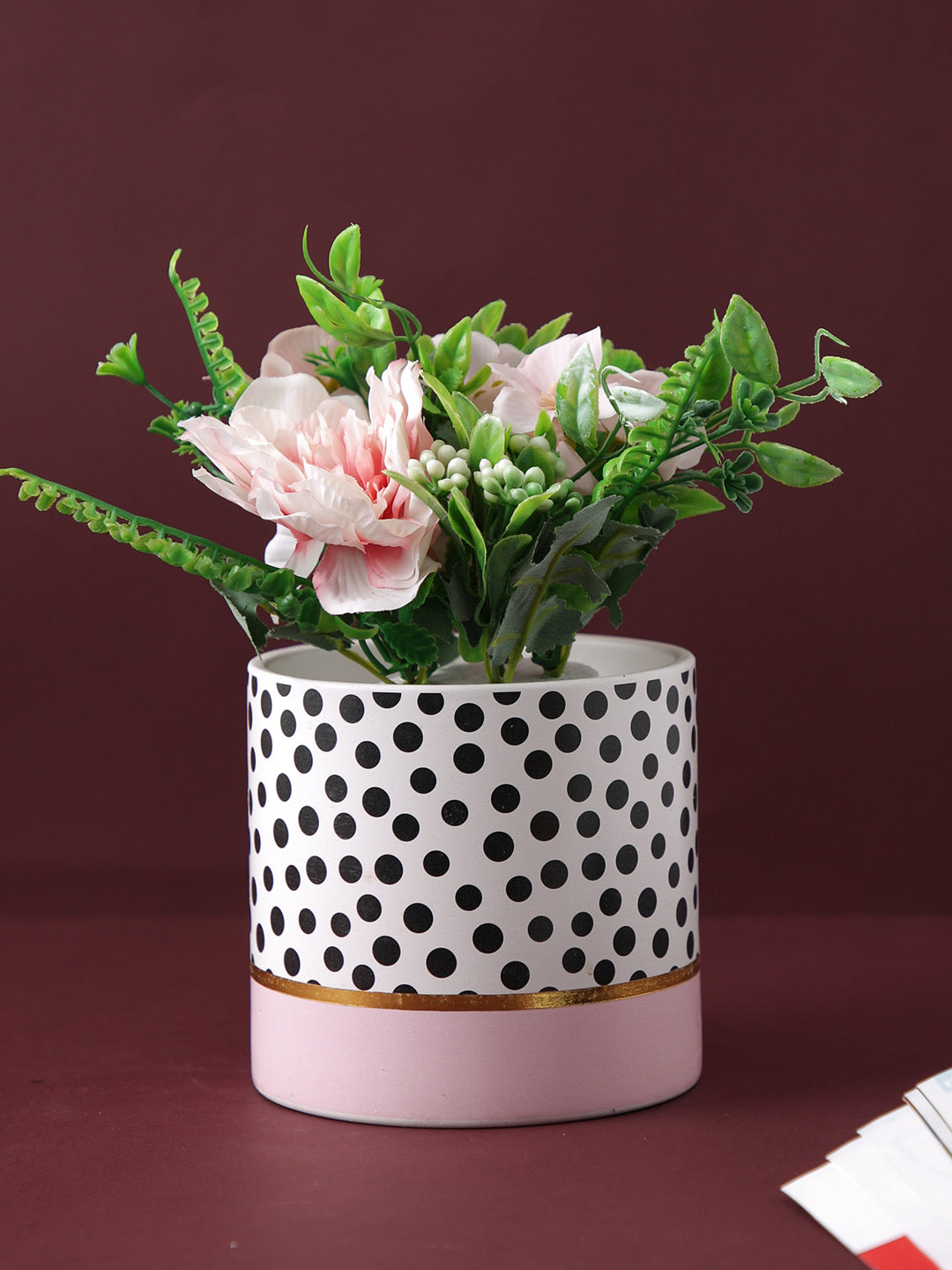 Ceramic Planter with Polka dots Pattern - Default Title (CHC22385D)