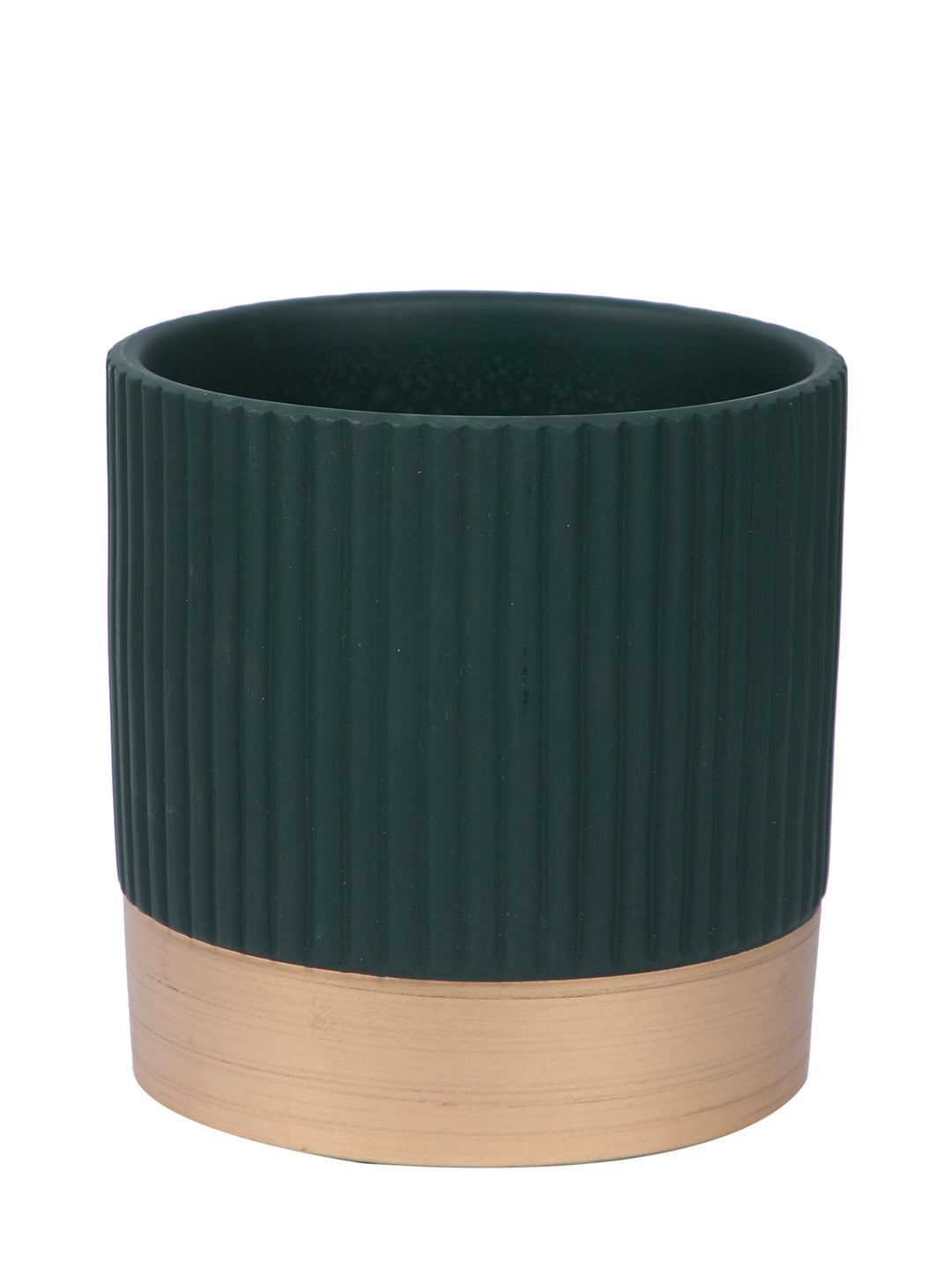 Linear Pattern Ceramic Planter with Golden Border - Default Title (CHC22506GRE)