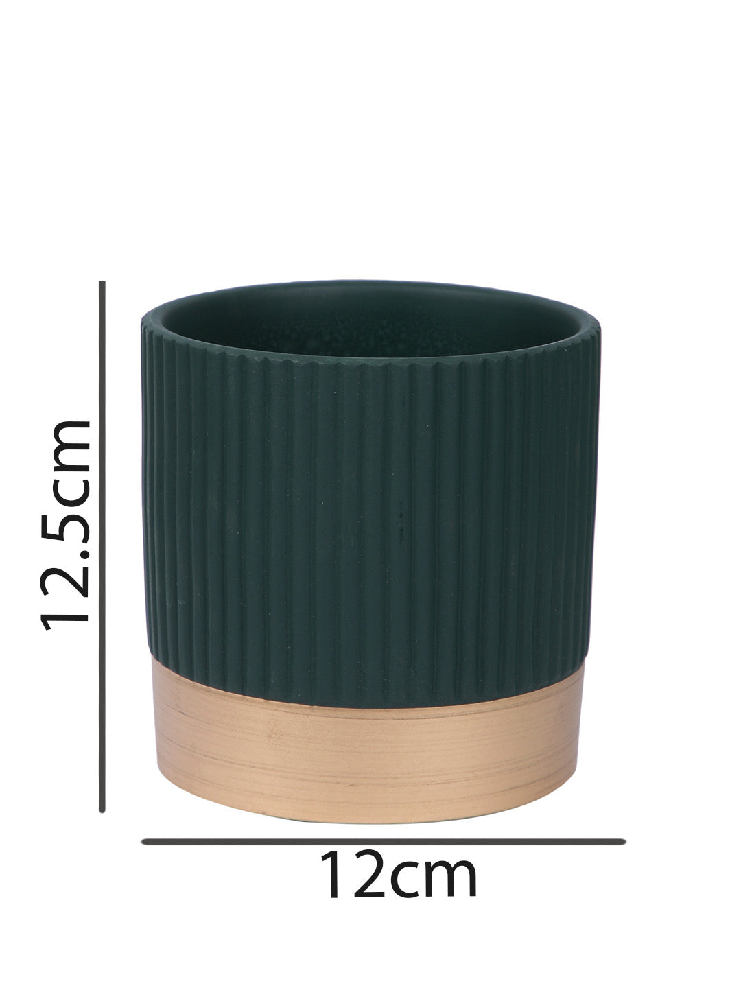 Fluted Design Ceramic Planter with Golden Border Set of 3 - Default Title (CHC22506_3)