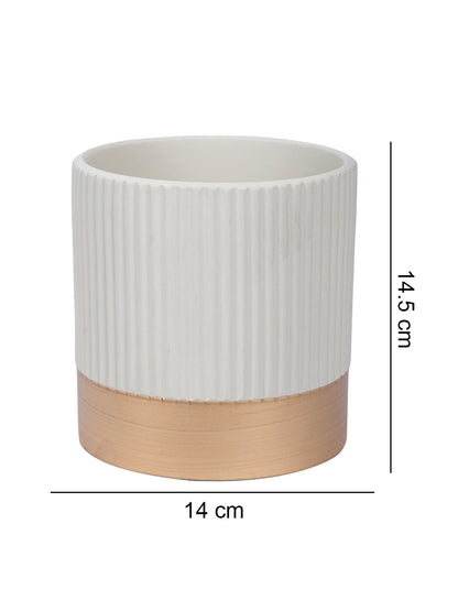Linear Pattern Ceramic Planter - Default Title (CHC22509WH)