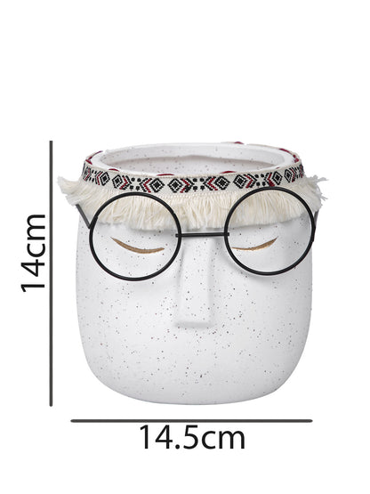 Cute Human Face Ceramic Planter with Specs - Default Title (CHC22515)