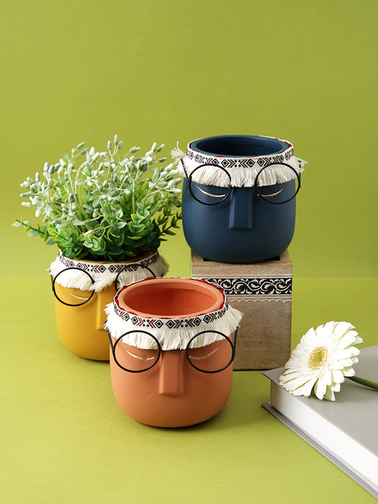 Specs Human Face Ceramic Planter - Set of 3 - Default Title (CHC22516_3)